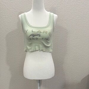 Mint Green Graphic Crop Top